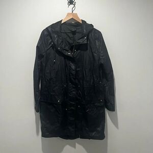 Trouvé Black Rain Hooded Trench Coat Nylon Lightweight M